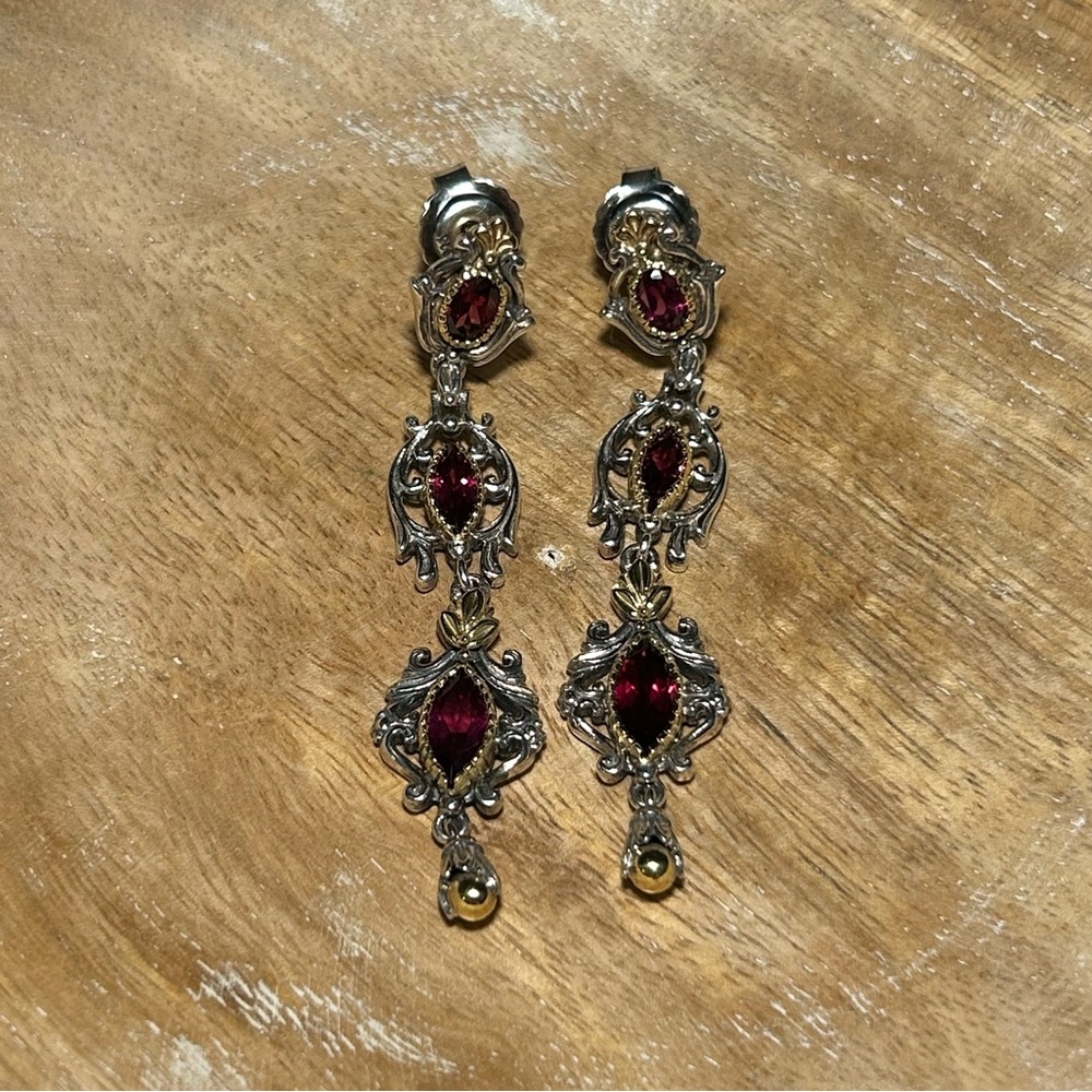 Konstantino Artemis Rhodolite 18k Yellow Gold & 925 Sterling Silver Earrings